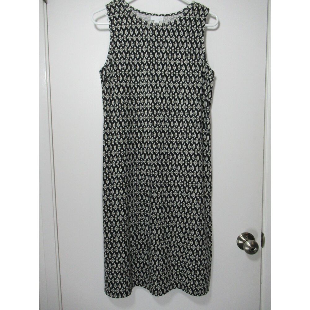 J. Jill Tank Sleeveless Black & White Geometric Midi Dress Size Small